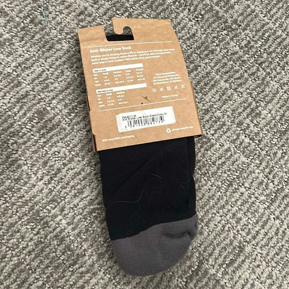 Runderwear Anti Blister Running Sock Low - Black & Grey 2 Pack L